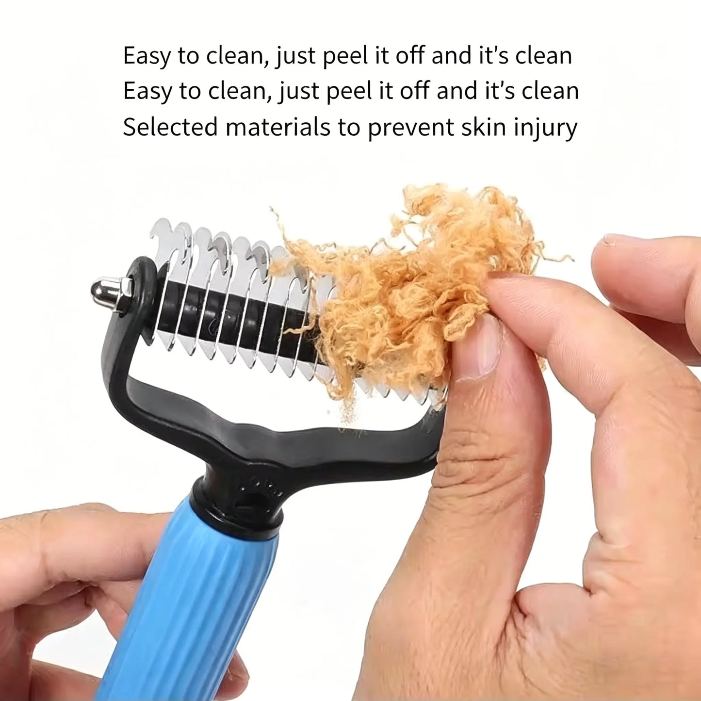 Double-Sided Pet Detangling Comb and Grooming Brush for Dogs and Cats with One-Click Undercoat Rake for Shedding Mats