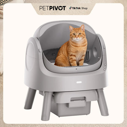 Petpivot Autoscooper 11 Open-Top Self-Cleaning Cat Litter Box with Odor-Free Waste Disposal and Trash Bags for Pet Owners
