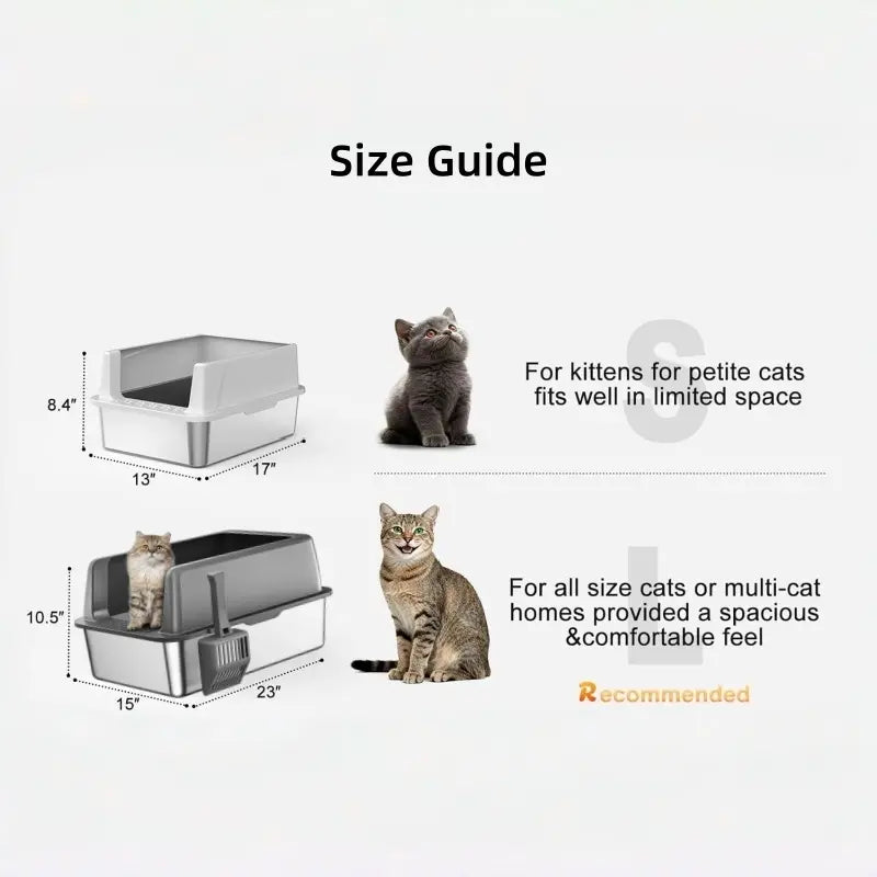 MISOFOG Stainless Steel Litter Box with Lid - High-Sided, Non-Sticky, Anti-Leakage Litter Tray, 2-Pack Large Size with Easy Cleanup for Cats and Rabbits Tiktokshopspringglowup, Metal Litter Box,Summervibes Outdoorfun