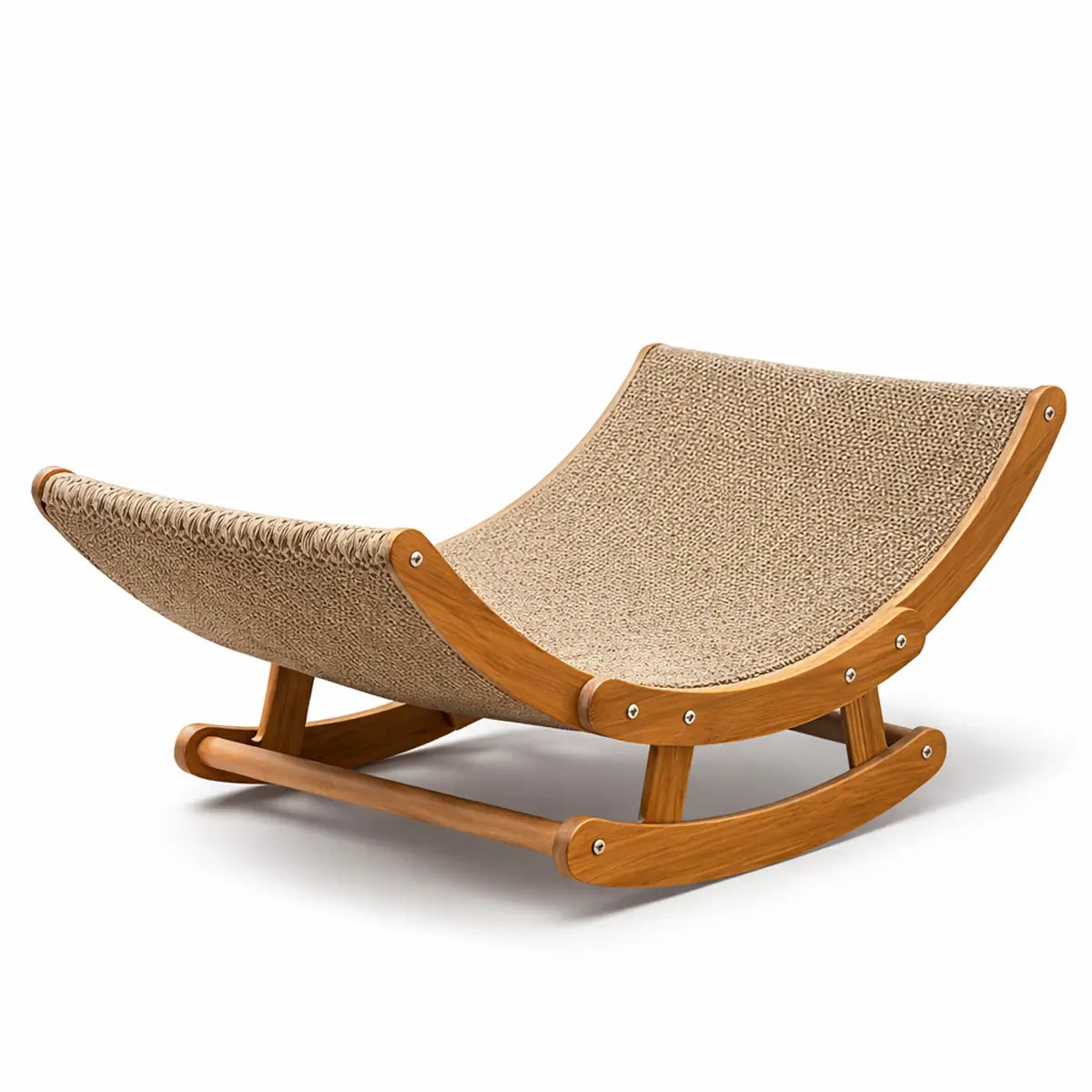 Aesthetic Boho Rocking Cat Scratcher Bed for Indoor Cats, Curved Cat Scratcher Lounge Chair with Solid Wood Frame, 2‑In‑1 Scratching & Rocking Function,Calming Anti-Anxiety Cat Rocker Chair,Non-Shedding, Comfy Cat Bed for Medium Large Cats Kittens