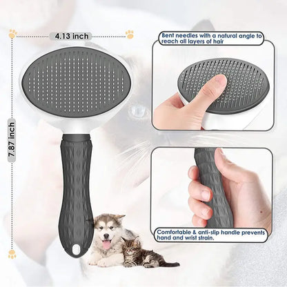 Pet Hair Removal Comb Self-Cleaning  for Cats and Dogs - One-Button Slicker Brush