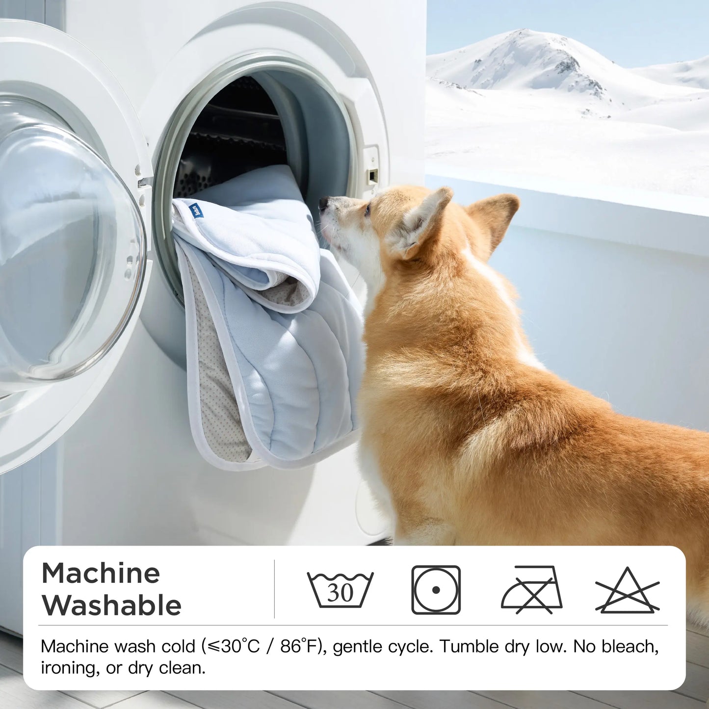 Bedsure Washable Cooling Mat for Dogs - Q-MAX>0.4 Non-Slip Summer Crate Bed for Large Dogs, No Gel or Electricity Needed
