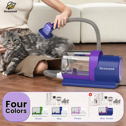 Geoorood All-In-One Dog Grooming Kit with Vacuum Brush - 2.5L Capacity, Stainless Steel Blades, Lightweight Design, 13Kpa Suction Force, Portable Cleaning Set