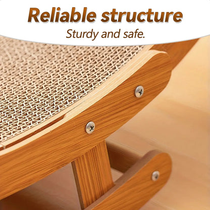 Aesthetic Boho Rocking Cat Scratcher Bed for Indoor Cats, Curved Cat Scratcher Lounge Chair with Solid Wood Frame, 2‑In‑1 Scratching & Rocking Function,Calming Anti-Anxiety Cat Rocker Chair,Non-Shedding, Comfy Cat Bed for Medium Large Cats Kittens