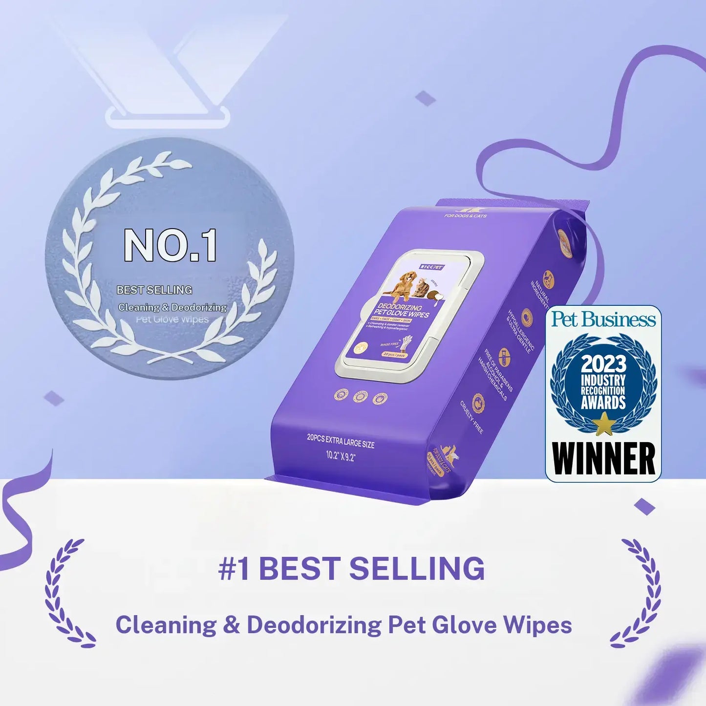 Dog Grooming Wipes (20 Count) HICC PET Natural Hypoallergenic Disposable Dog Grooming Wipes (20 Count) - No-Rinse, Mess-Free Solution with Fermented Oils for Hair Removal, Deodorizing, Skin Moisture, and Paw Care, Ideal for Outdoor Use