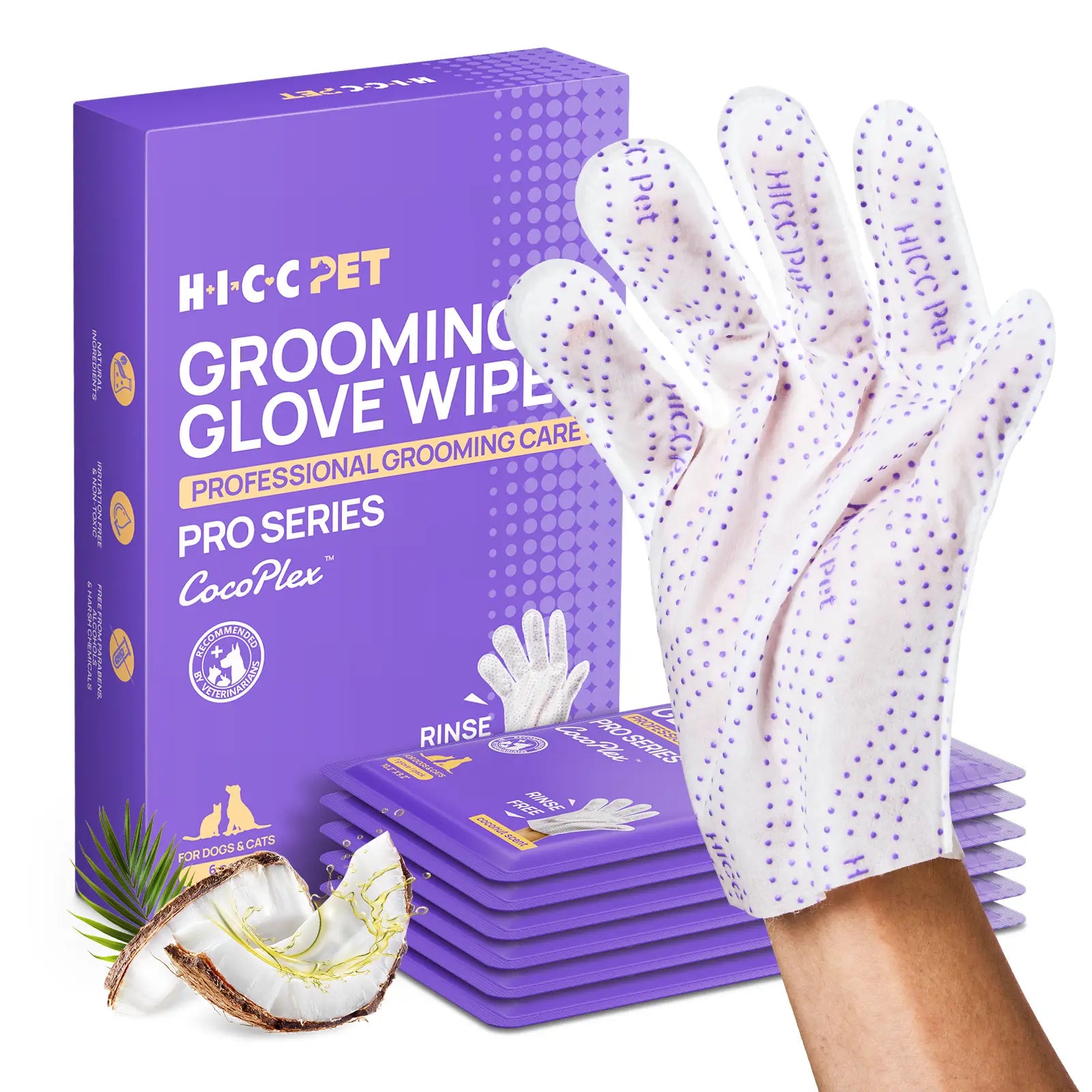 Dog Grooming Wipes (20 Count) HICC PET Natural Hypoallergenic Disposable Dog Grooming Wipes (20 Count) - No-Rinse, Mess-Free Solution with Fermented Oils for Hair Removal, Deodorizing, Skin Moisture, and Paw Care, Ideal for Outdoor Use