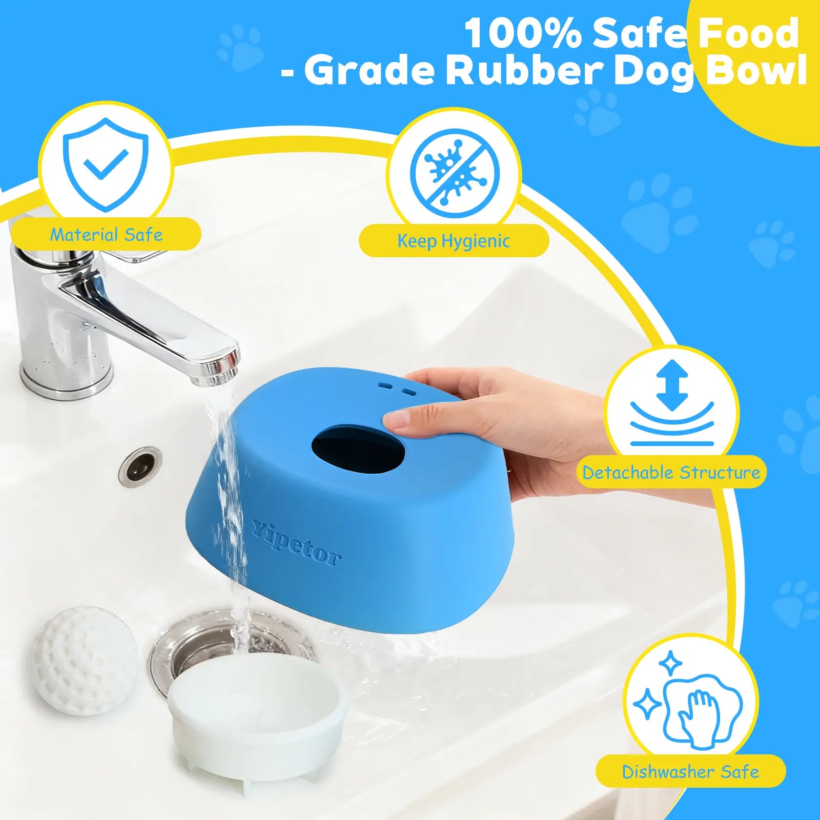 Yipetor Slow Feeder Dog Bowls for Liquid Treat, [Built-In Rolling Ball] No Spill Bone Broth Dog Licking Bowl, Multi-Purpose Puppy Yogurt Feeder Bowl for All Breeds Dietary Supplement/Post-Op Nutrition Feeding