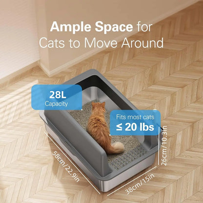 MISOFOG Stainless Steel Litter Box with Lid - High-Sided, Non-Sticky, Anti-Leakage Litter Tray, 2-Pack Large Size with Easy Cleanup for Cats and Rabbits Tiktokshopspringglowup, Metal Litter Box,Summervibes Outdoorfun