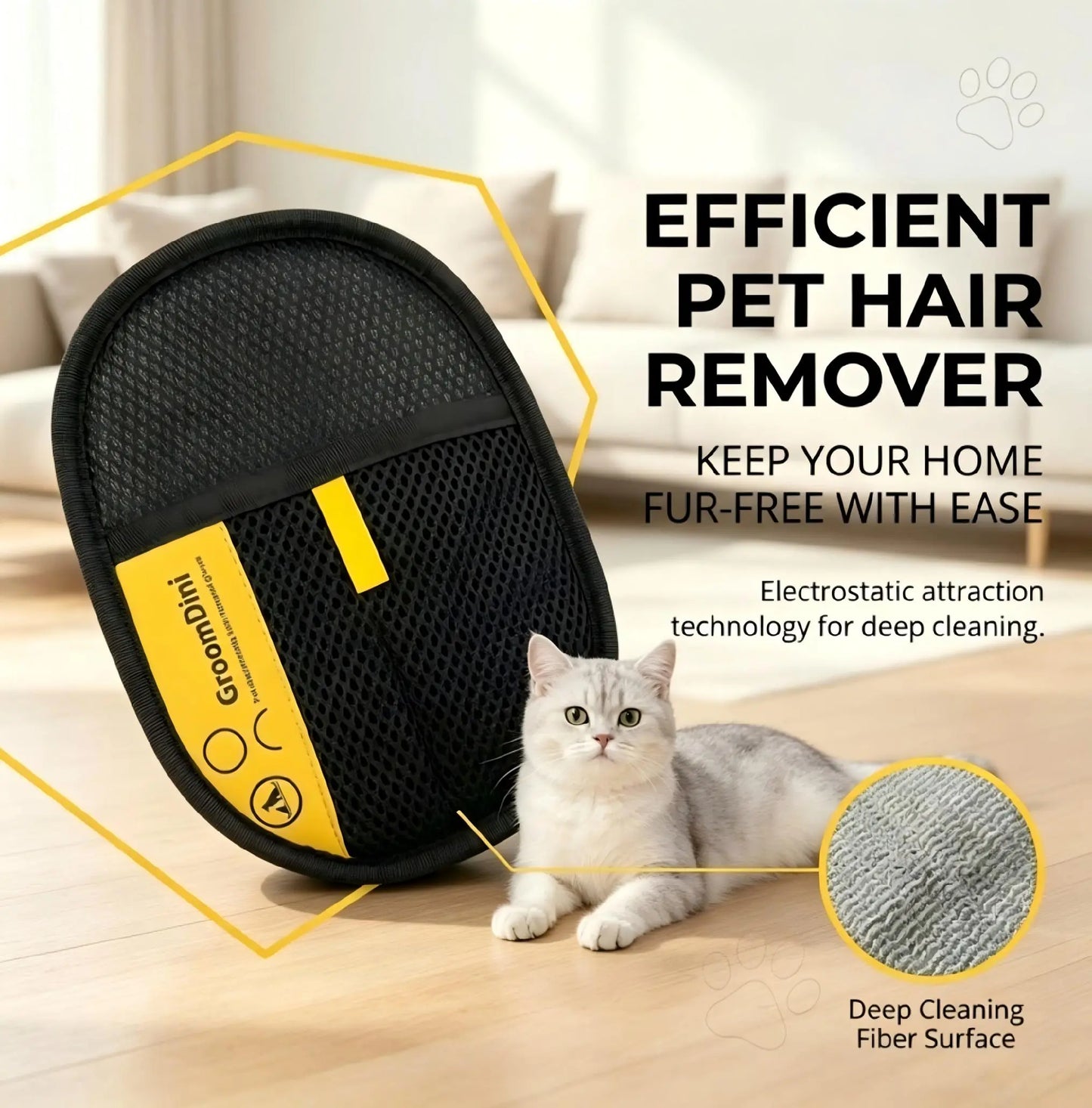 Pet Hair Remover, Electrostatic Gloves Two-Way Brush Sticky Hair Remover Cat Hair Dog Hair Glover Grooming Removal Cleaning, Reusable Cat&Dog Hair Remover for Couch, Furniture, Carpet, Car Seat.