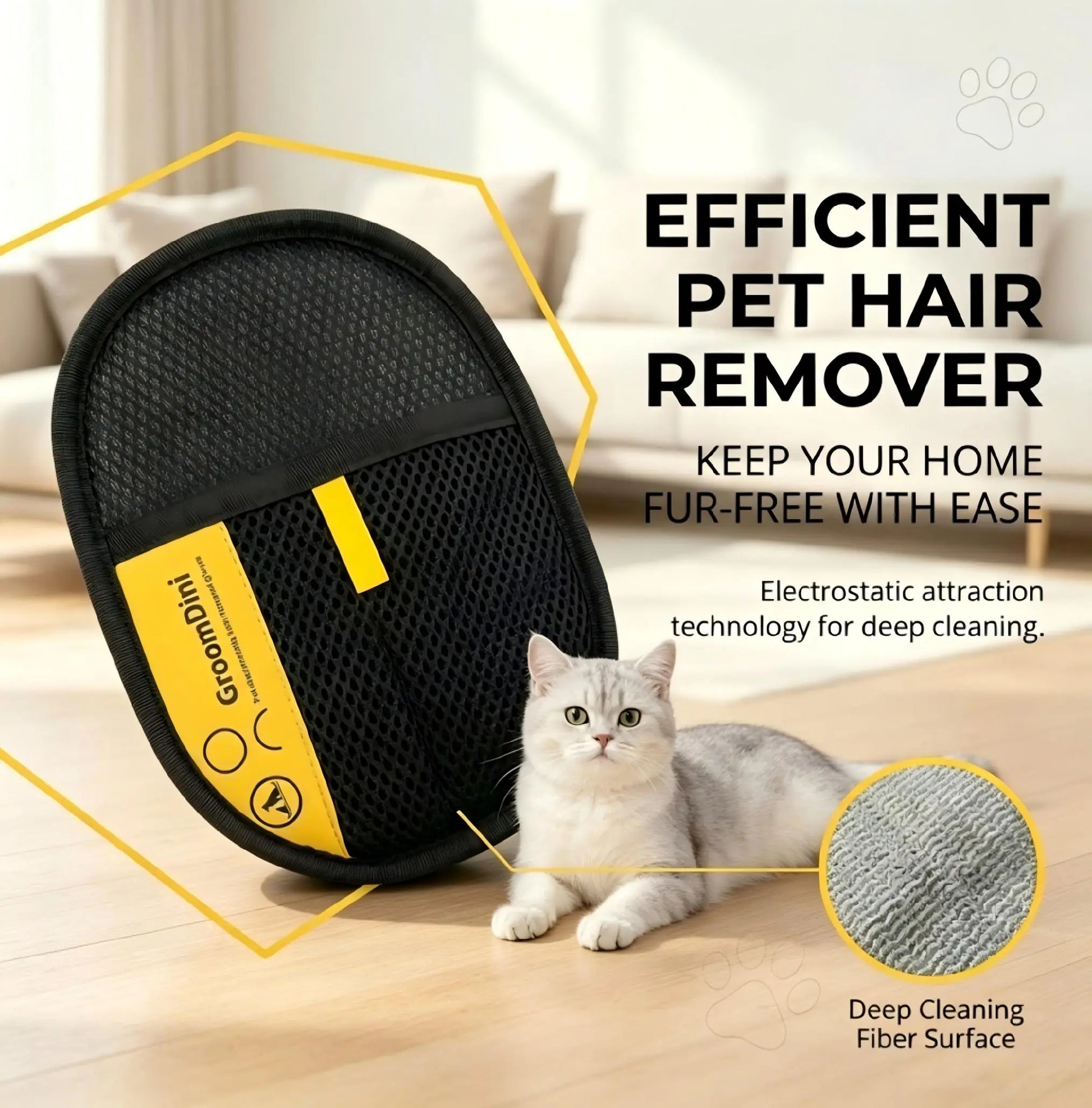 Pet Hair Remover, Electrostatic Gloves Two-Way Brush Sticky Hair Remover Cat Hair Dog Hair Glover Grooming Removal Cleaning, Reusable Cat&Dog Hair Remover for Couch, Furniture, Carpet, Car Seat.