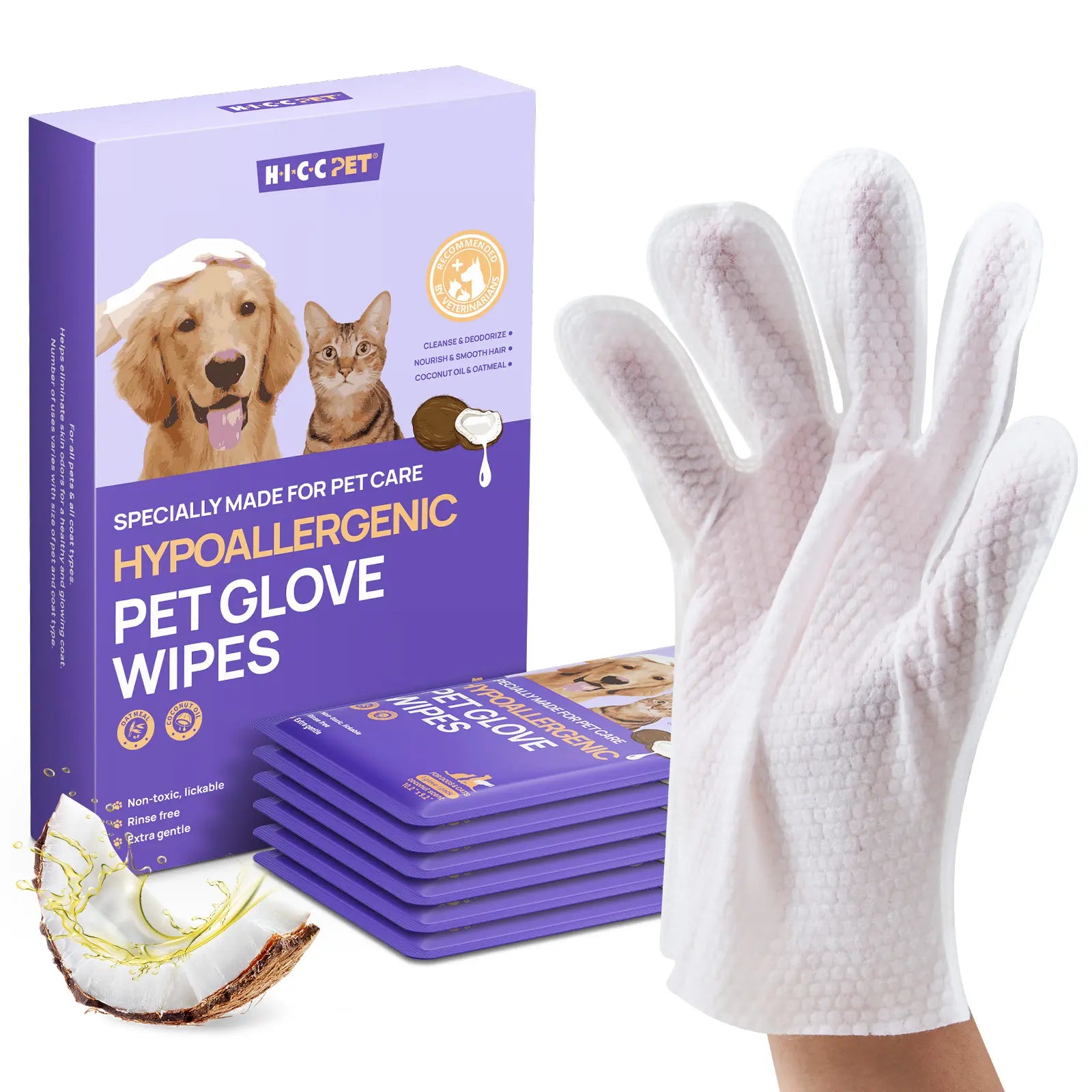 Dog Grooming Wipes (20 Count) HICC PET Natural Hypoallergenic Disposable Dog Grooming Wipes (20 Count) - No-Rinse, Mess-Free Solution with Fermented Oils for Hair Removal, Deodorizing, Skin Moisture, and Paw Care, Ideal for Outdoor Use
