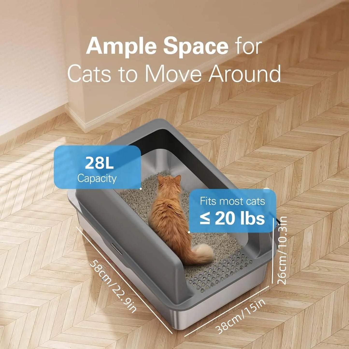 MISOFOG Stainless Steel Litter Box with Lid - High-Sided, Non-Sticky, Anti-Leakage Litter Tray, 2-Pack Large Size with Easy Cleanup for Cats and Rabbits Tiktokshopspringglowup, Metal Litter Box,Summervibes Outdoorfun