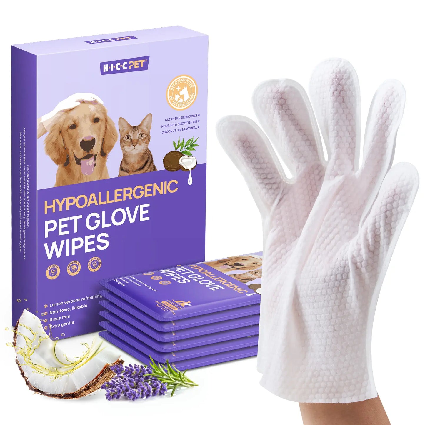 Dog Grooming Wipes (20 Count) HICC PET Natural Hypoallergenic Disposable Dog Grooming Wipes (20 Count) - No-Rinse, Mess-Free Solution with Fermented Oils for Hair Removal, Deodorizing, Skin Moisture, and Paw Care, Ideal for Outdoor Use