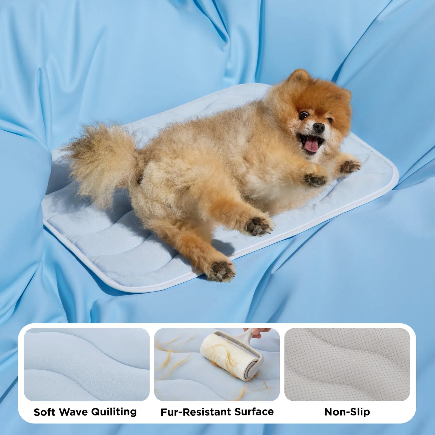 Bedsure Washable Cooling Mat for Dogs - Q-MAX>0.4 Non-Slip Summer Crate Bed for Large Dogs, No Gel or Electricity Needed