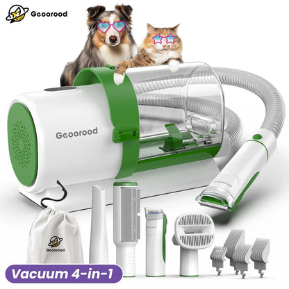 Geoorood All-In-One Dog Grooming Kit with Vacuum Brush - 2.5L Capacity, Stainless Steel Blades, Lightweight Design, 13Kpa Suction Force, Portable Cleaning Set